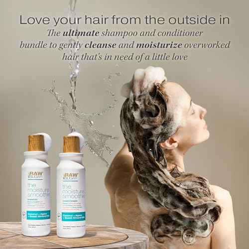 Raw Sugar Moisture Smoothie Shampoo and Conditioner with Coconut Oil, Agave, & Sweet Almond Milk, Hydrates & Nourishes Dry Hair, Formulated without Sulfates + Parabens