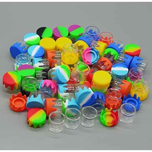 6ml Silicone Glass Wax Containers Airtight with Silicone Lid Concentrate Jar Multi Use (200)