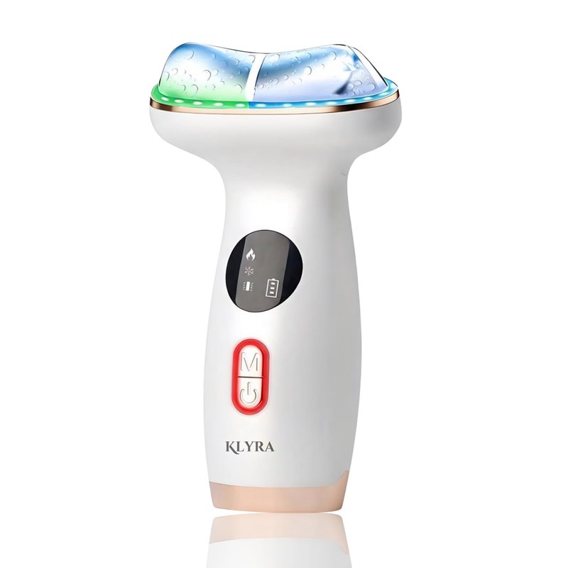 KLYRA Hot & Cold LED Red Light Therapy Face & Neck Massager- 7-in-1 Electric Gua Sha Facial Device with Microcurrent EMS, Vibration & Skin Tightening Tool for Anti-Aging, Firming & Fine Lines