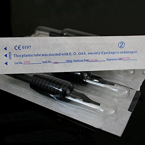 50PCS Disposable Sterilized Conjoined Tattoo Needles and Tubes Grip 5RL(19mm)