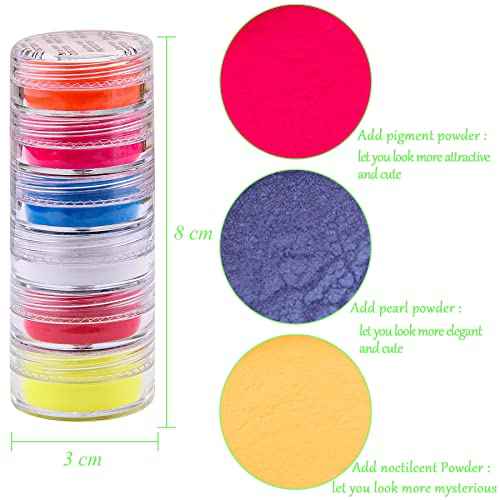 Duufin 54 Colors Nail Pigment Powder Colorful Luminous Iridescent Glitter Pearlescent High-Gloss Halo Powder Pigment for Nails Art, Body and Crafts