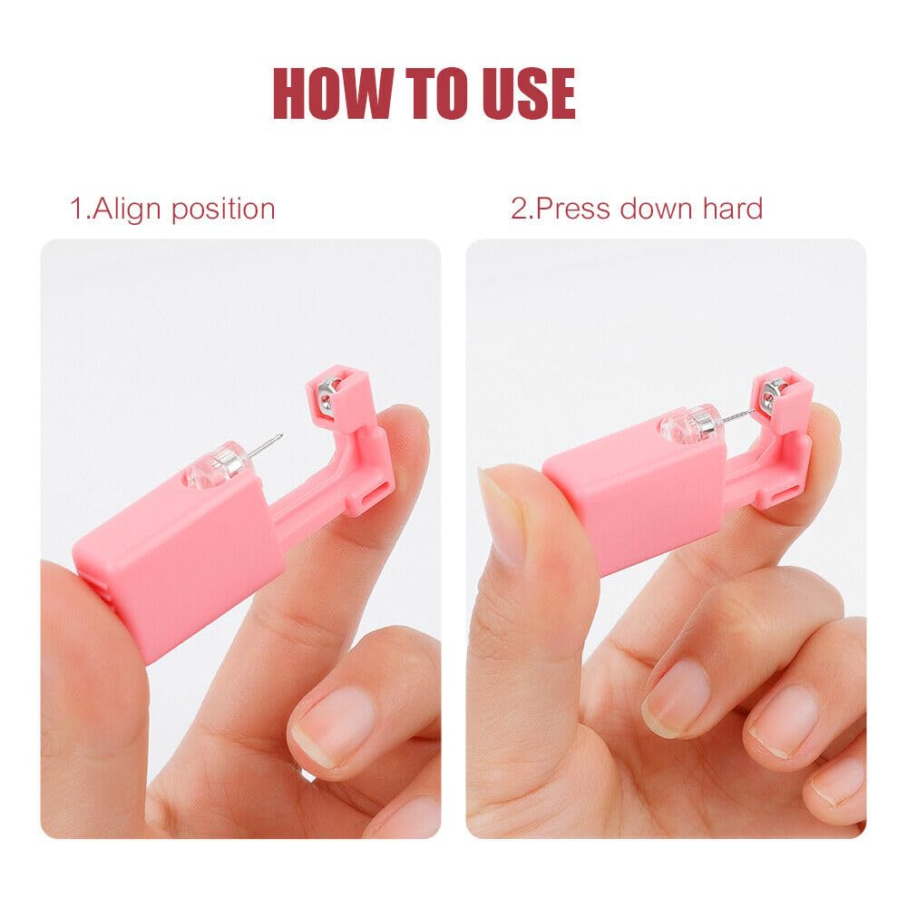 4PCS Ear Piercing Gun Kit Disposable Aseptic Household Portable Ear Piercing Gun Group Ear Piercing Tools with Crystal Ear Studs (4 Gold White Zirconia)