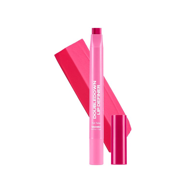 Sacheu DoubleDown Lip Definer — 2-in-1 Lip Liner & Balm — Long-Lasting Korean Make Up Lipstick with Satin Finish, Avocado Oil & Vitamin E (Hot Take)