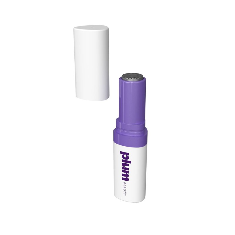 Plum Beauty Facial Hair Remover for Women – Portable Lipstick-Sized Shaver with Built-in LED Light – Painless Dual-Track Rotary Blade for Upper Lip, Cheeks, and Forehead – AA Battery Powered