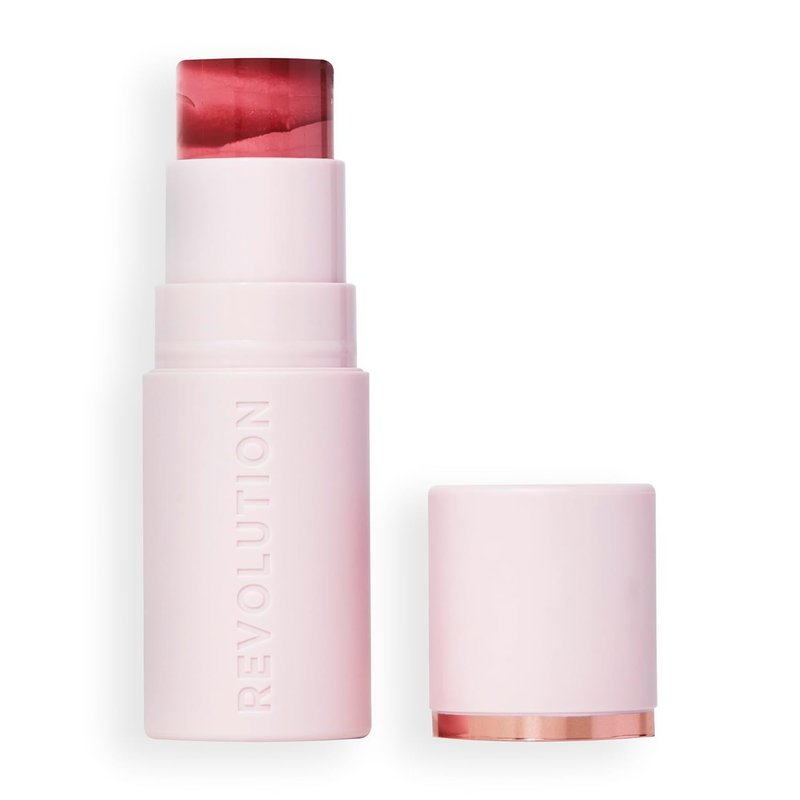 Revolution Beauty London | Skin Silk Marble Blush Stick - Buildable Cream-to-Powder Color for Cheeks, Eyes & Lips | Sundown Spice, 0.15 oz
