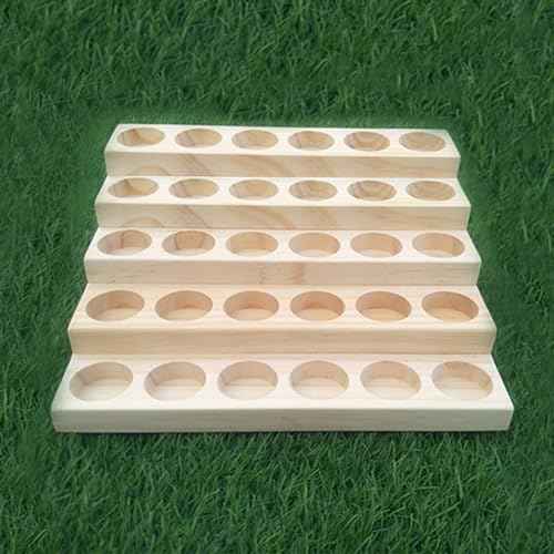Wooden Essential Oil Display Stand 5 Tier Essential Oil Holder Solid Wood Essential Oil Rack 5 Layer 30-Bottle Essential Oil Display Stand Tabletop Oil Display Holder for 5-20ml Bottles