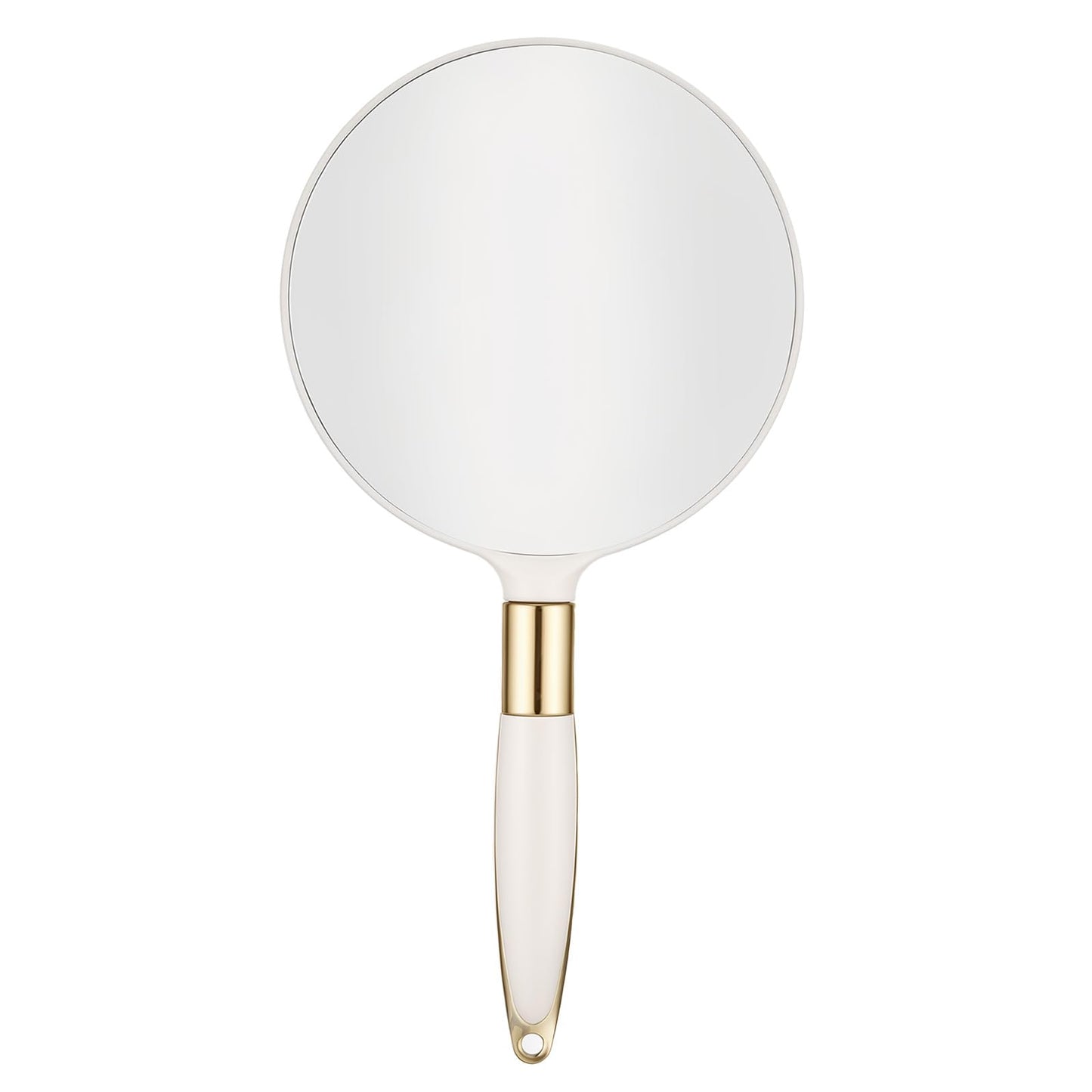 Zyghjort Round Hand Held Mirror, White Handheld Mirror 4.7W X 9.4 L inchs Handle Makeup Mirrors for Women