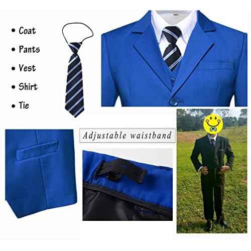 Boys Suits 5 Piece Slim Fit Suit for Kids Formal Ring Bearer Suits