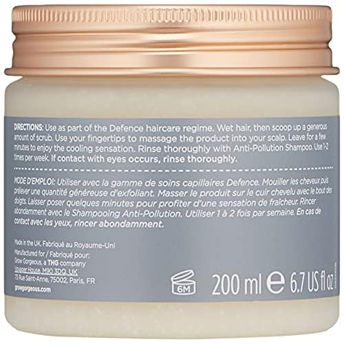 Grow Gorgeous City Defense Scalp Scrub 200ml - For Detoxifying and Removing Build-up from Oily Scalps - Vegan