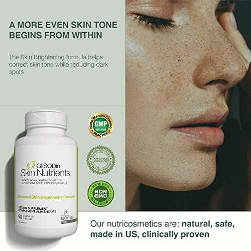 Glisodin Skin Nutrients Advanced Skin Brightening Formula ? for Brighter, Clearer, and Firmer Complexion ? Helps Reduce Blemishes - 90 Capsules