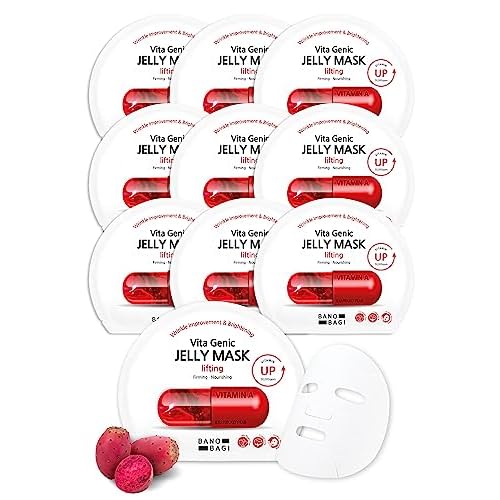 BANOBAGI Vita Genic Jelly Pore Tightening Face Masks Beauty w/Essence & 11 Vitamin Complex | Korean Face Mask Skin Care Sheet | Moisturizing Face Mask Facial Care for Oily Skin (1.8 fl oz, 10 Sheets)