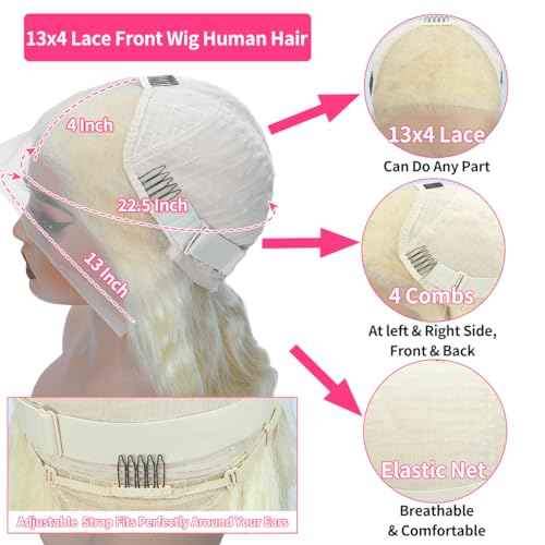 613 Lace Front Wig Human Hair Blonde Wig Human Hair Straight 13x4 200% Density 26 Inch Glueless HD Lace Frontal Wig for Black Women Pre Plucked Hairline