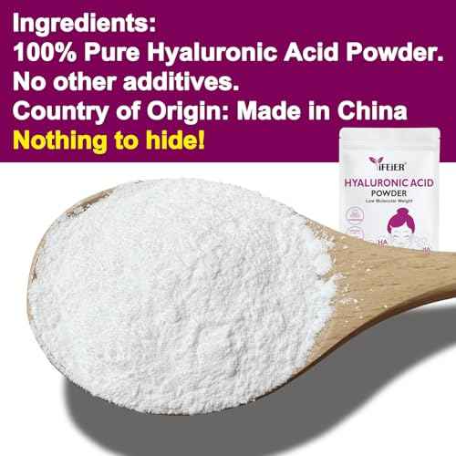 Hyaluronic Acid Powder | Low Molecular Weight Hyaluronic Acid Powder | 50g(1.76oz) Cosmetics Grade | Sodium Hyaluronate HA | LMW HMW HA ingredient for DIY Serums