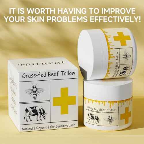 Beef Tallow for Skin, Beef Tallow, Tallow and Honey Cream, Grass Fed Beef Tallow, Whipped Beef Tallow for Face Moisturizer for All Purpose with Raw Honey Tallow Balm 150 Gram(5.3oz)