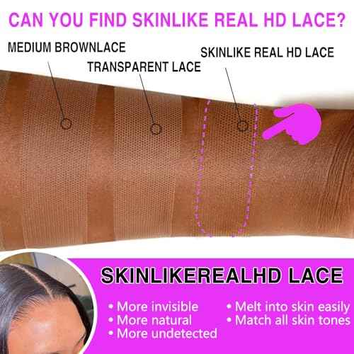 13x6 Skinlike Real HD Lace Frontal Only, 0.10mm Ultra Thin HD Lace Pre Plucked Body Wave Human Hair Frontal Bleached Knots 12 Inch