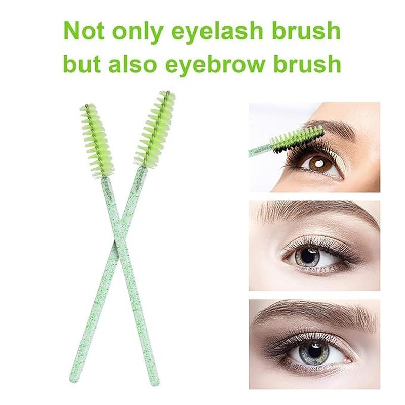 Disposable Eyelash Brushes - 100PCS Mascara Wands Applicator Kit for Eyelash Extensions & Eyebrow Care | Green Container