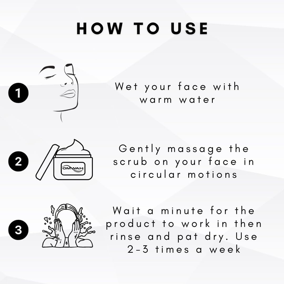 OMWAH Activated Charcoal Face Scrub - Microdermabrasion Mens Exfoliating Face Wash (4.23oz)