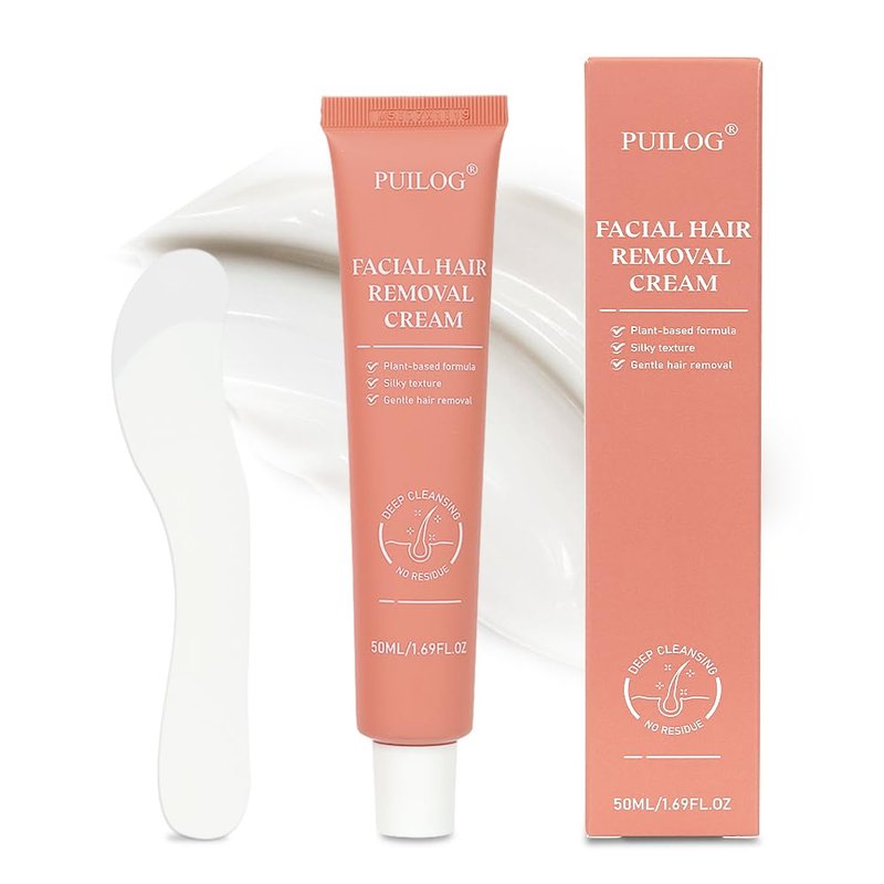 Facial Hair Removal Cream for Women Sensitive Skin - Painless Depilatory Cream for Face Upper Lip Chin & Cheeks with Spatula, 5-Minute At-Home Hair Remover for Pubic, 1.68 Fl Oz