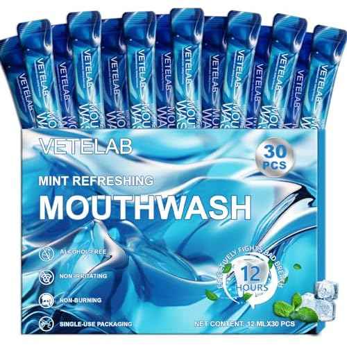 Travel Size Toiletries Mouthwash Packets - TSA-Approved Mini Mint Mouthwash for Adults, Alcohol & Fluoride-Free Oral Care for Air Travel Gifts, Dates & Office, Individually Wrapped (Pack of 30)
