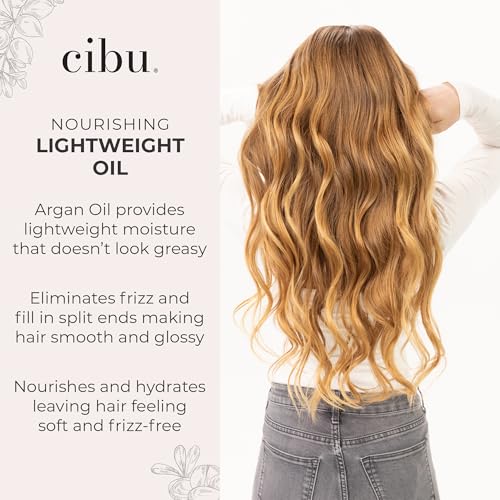 CIBU Nourishing Argan Oil Hair Serum | Anti-Frizz, Heat Protectant & Anti-Breakage Formula | Lightweight Hair Treatment | 4 Ounces