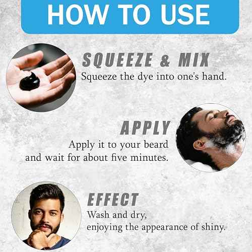 Black Beard Dye For Men, Natural Beard Dye Black For Gray Coverage, No-Mess Formula, Quick Coloring And Long-lasting Effect(200ML)