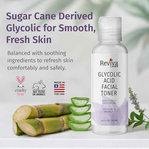Reviva Labs Glycolic Acid Toner ? Gentle Face Exfoliator Non-Stinging & pH-Balanced Toning Solution with 4.2% Glycolic Acid ? Hydrating Toner for Face, Leaves Skin Radiant & Refreshed ? 4 fl oz