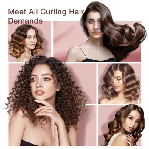 5 in 1 Curling Iron Set-Instant Heat Hair Curling Wand Set with Curling Brush,4 Interchangeable Ceramic Wands (0.35-1.25¡±) and Heat Protective Glove & 2 Clips for Girls and Women