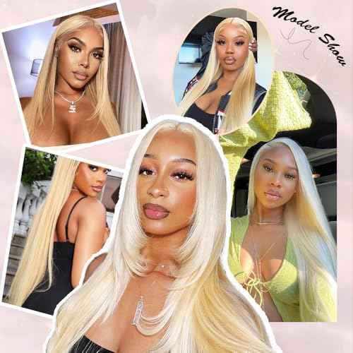 613 Bundles Human Hair Straight Human Hair Bundles Extensions Light Blonde Color Real Human Hair 613 Bundle Hair (121416 Inch)