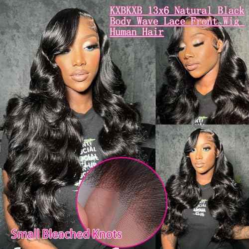 13x6 Body Wave Wigs for Women 220% Density Lace Frontal Wig Human Hair Pre Plucked Body Wave Glueless Lace Front Wig Human Hair Natural Color Wigs (18inch)