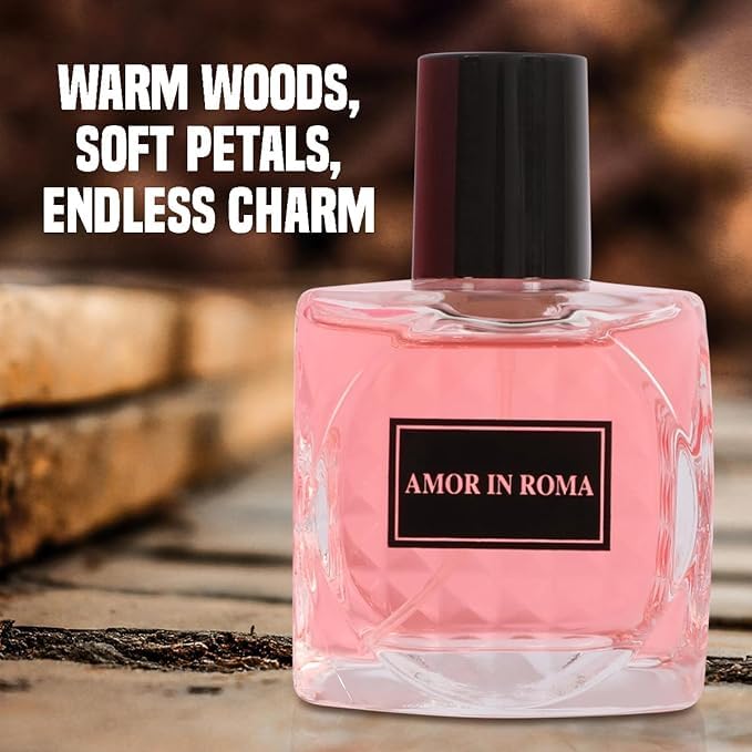 Valentine Intense and Amor in Roma Perfume Gift Set for Women EDP – (3.3oz x2) Jasmine & Vanilla Fregrance Perfume Set with a Modern Elegant Twist, Plus 2 Refillable 5ml Travel Spray Bottles