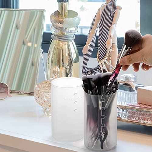 TOPZEA 4 Pack Retractable Makeup Brush Holders, Plastic Portable Cosmetic Organizer Travel Makeup Accessories Cups with Lid, Dust-proof Brushes Storage Case for Women, Make-up Artist