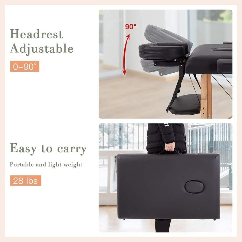 BestMassage Portable Massage Table - Height Adjustable 24 Inch Wide Spa Bed with Non-Woven Bag