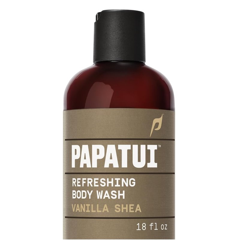 PAPATUI Refreshing Exfoliating Body Wash for Men - Hydrating Coconut Oil & Vanilla Shea | 18 oz