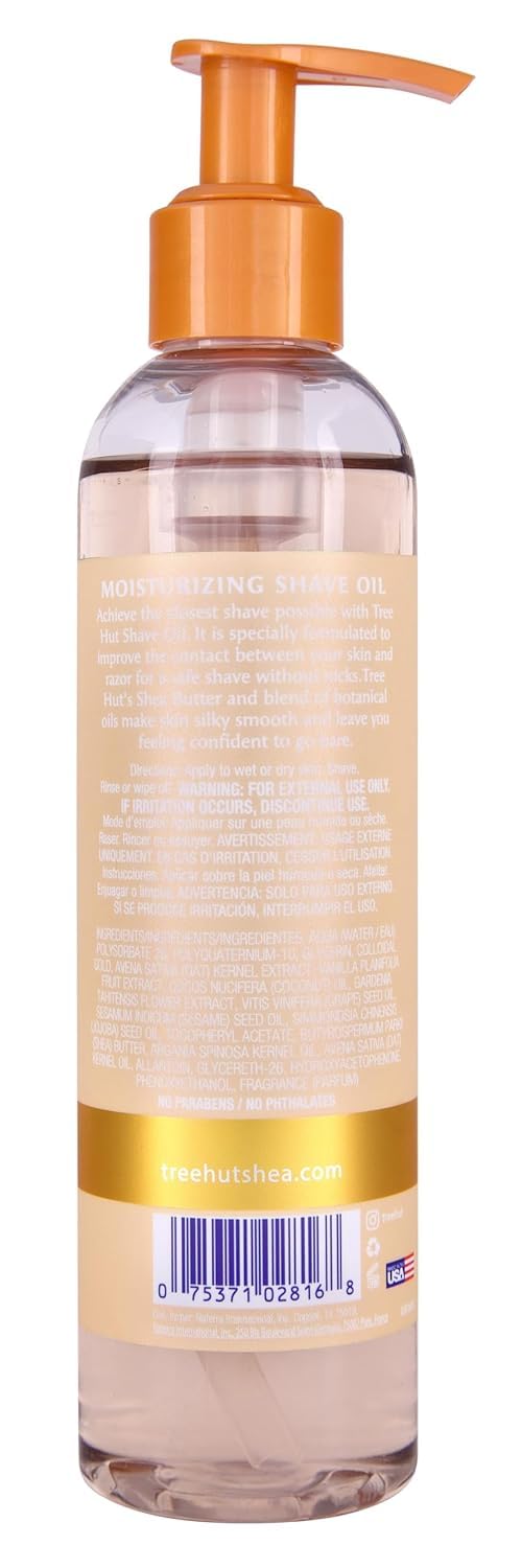 Tree Hut Vanilla Shave Oil - Hydrating Gel-to-Oil Formula for Smooth Shaving | 7.7 fl oz, All Skin Types