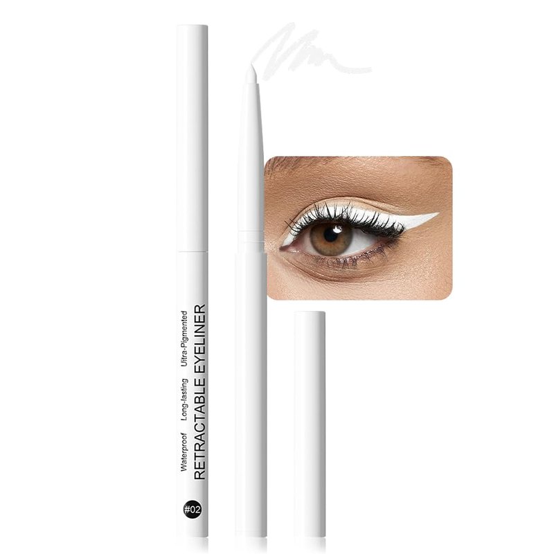 Evpct White Eyeliner Pencil - Waterproof Smudge-Proof Under Eye Liner for Bright Eyes | Makeup Essential