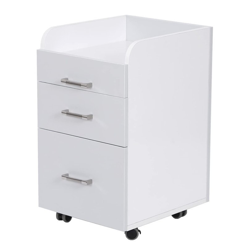 Milan Pedicure Trolley - Rolling Nail Salon Cart with Storage Drawer | White & Ash Grey