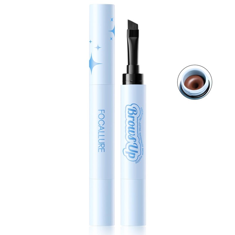 FOCALLURE Pro-stay No Smudge Eyebrow Pomade, 2-in-1 3D Brow Pomade with Brush, Waterproof & Sweat-proof Eyebrow Color Cream, Fills and Shapes Brows, Dark Brown
