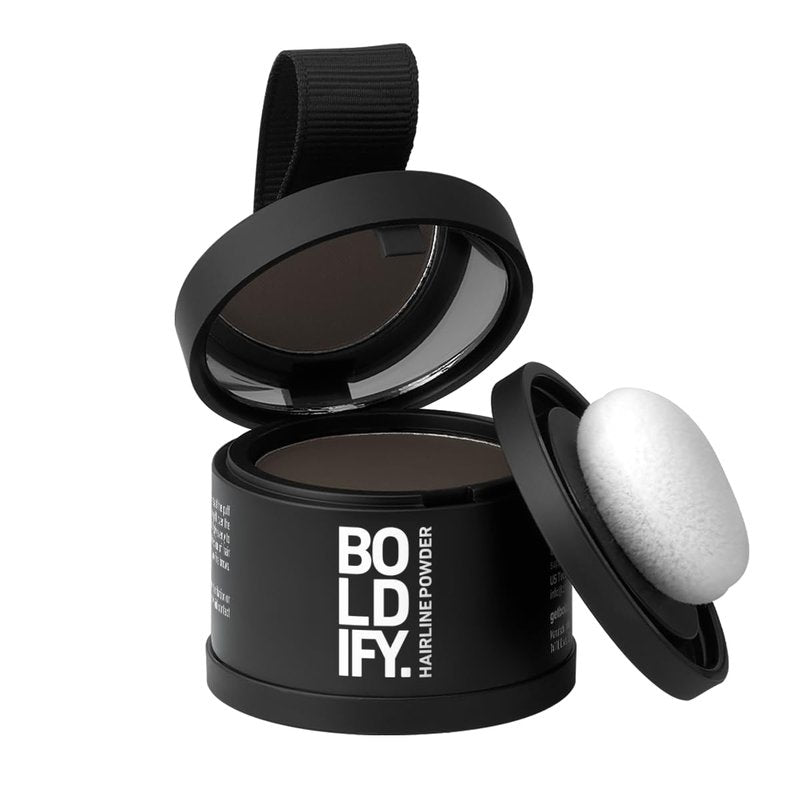 BOLDIFY Hairline Powder - Water-Resistant Root Touch Up Hair Color for Gray Coverage - 24-Hour Stain-Proof, Mess-Free Hair Powder for Thinning Hair - Ash Brown