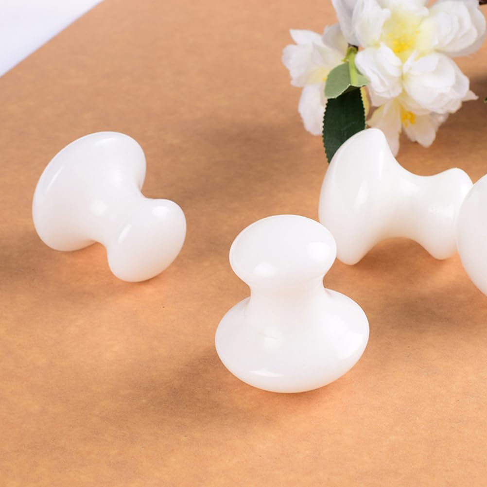 Uonlytech 2Pcs Gua Sha Facial Tools, White Jade Quartz Massage Gua Sha Rollers Stones Scraping Massage Tool for Women Home Spa