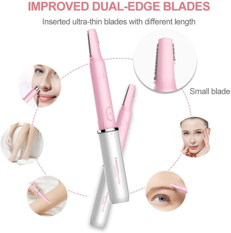 Hair Trimmer for Face, Eyebrow, Nose & Body Hair Removal - Dual Blades, Battery Powered, All-in-One Solution for Men & Women