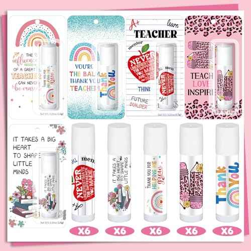 5 Pack Christmas Teacher Appreciation Gifts Bulk Lip Balms Employee Staff Appreciation Teacher Staff Team Thank You Gift Bulk Christmas Party Favors for Xmas Stocking Stuffers for Women Men (Classic)