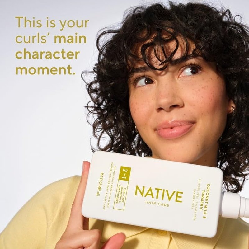 Native Curl Care 2-in-1 Shampoo & Conditioner - Coconut Milk & Turmeric, 16.5 fl oz with Pump