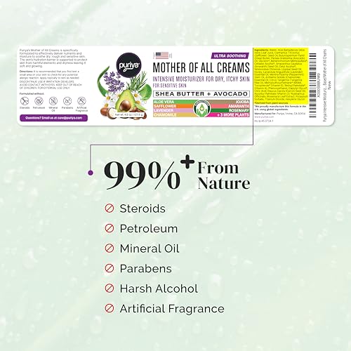 Puriya Intensive Moisturizer with Honey, Shea Butter, Hydrating, Soothing for Dry, Irritated, Sensitive Skin, Daily Multi Purpose Cream for Hands, Body, Long Lasting, Plant Based Mother of All Creams