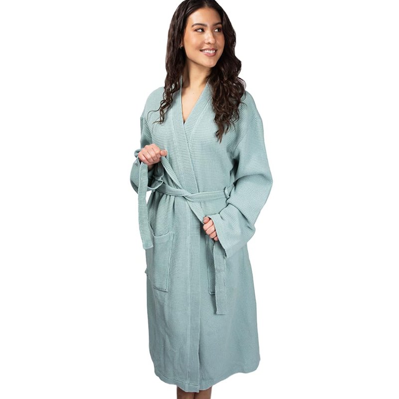 Cariloha Waffle Knit Bath Robe | Tahitian Breeze | Unisex, Large/X-Large | Viscose Material | Soft, Comfortable, & Wicks Moisture