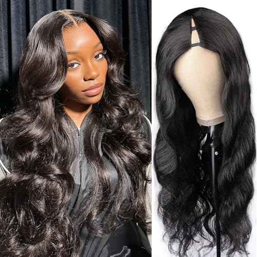Body Wave V Part Wig Human Hair Glueless Clip In 100% Real Human Hair V-part Wigs No Glue No Sew In Upgrade U Part Wig For Beginners Friendly 200% Density 16 Inch