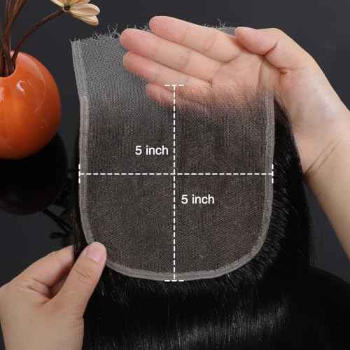 5x5 SKINLIKE HD Lace Closure, Invisible HD Lace Closure Single Knot Pre-Plucked Natural Hairline Brazilian Human Hair Closure Natural Black Color (18 Inch)