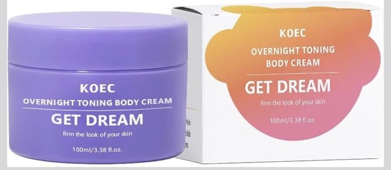 BEAUTIVANA KOEC Get Dream Overnight Toning Body Cream, Anti-Cellulite Firming Treatment with Passion Fruit Oil, Shea Butter, Lavender Oil, 3.38 Fl Oz