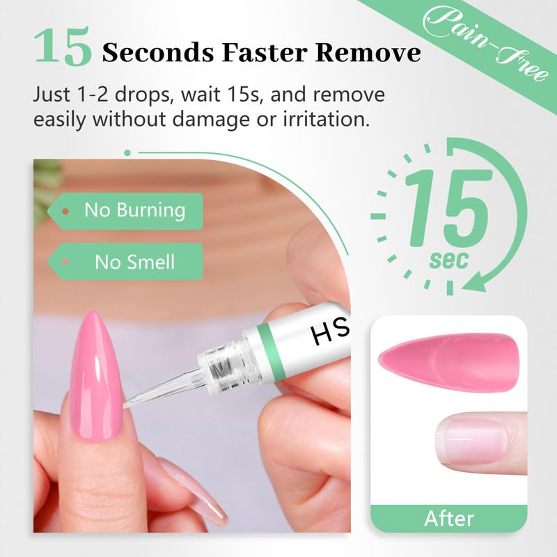 Nail Glue Remover - 2-in-1 Stick & Pen Design for Press-On Nails | 5ml Each, 216pcs Acrylic Tips