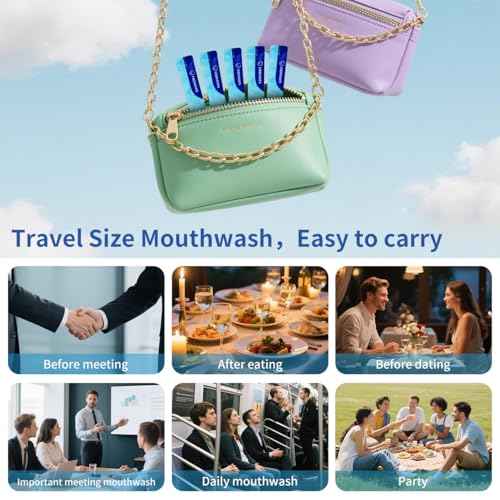 Travel Size Mouthwash, Alcohol-Free and Fluoride-Free, Probiotics for Fresh Breath and Dry Mouth Relief, Freshens Breath for 12 Hours ? 40 Strips, 0.41Fluid Ounces Each