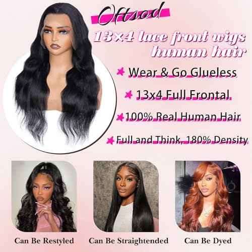 13x4 Lace Front Wigs Human Hair Pre Plucked 26 Inch Body Wave HD Lace Front Wigs Human Hair Natural Color 180% Density Glueless Wig 100% Virgin Human Hair with Baby Hair for Women